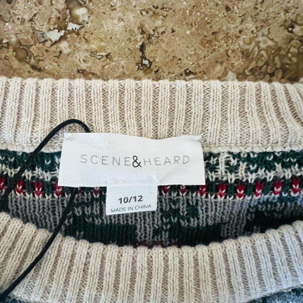 NWT Scene&Heard Fair Isle Festive Christmas 100% Cotton Knit Sweater Size 10-12 - Picture 4 of 9